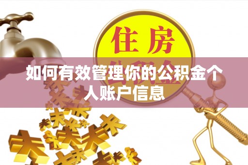 椒江如何有效管理你的公积金个人账户信息